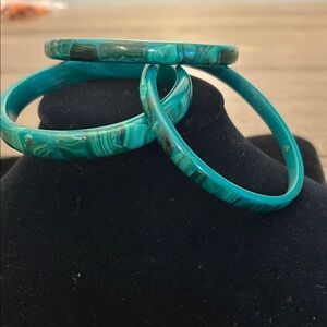 Vintage Malachite Bangle bracelet Set of three EUC